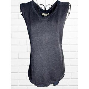 TK Tank Top Women's‎ Medium Knit Front Polyester Back Hi-Low Navy